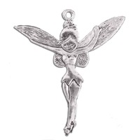 Metal Charm - Antique Silver Large Tinkerbell Style Fairy x 52mm
