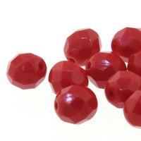 Czech Glass Round Fire Polished Beads - Red 4mm x 38