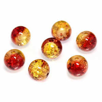 Crackle Glass Beads - Sunset Fire 8mm x 10