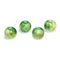 Round Glass Beads - Lime Shimmer 10mm x 10