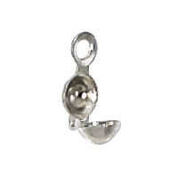 Clamshell Bead Tips With Closed Ring - Silver Plated 3.8mm x 20