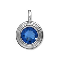 Tierracast Stepped Birthstone Charm - Rhodium Plated Sapphire x 16.5mm