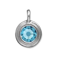 Tierracast Stepped Birthstone Charm - Rhodium Plated Aquamarine x 16.5mm