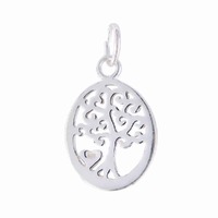Sterling Silver Charm with Jump Ring- Tree of Life with Heart x 19mm