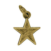 Pendant Charm with Jump Ring - Antique Brass Star x 16mm
