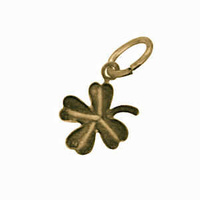 Pendant Charm with Jump Ring - Antique Brass Four Leaf Clover x 10.4mm