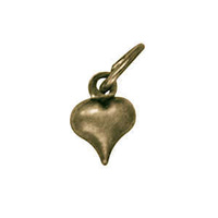 Pendant Charm with Jump Ring - Antique Brass Puffed Heart x 6mm