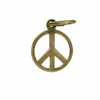 Pendant Charm with Jump Ring - Antique Brass Peace Sign x 9mm