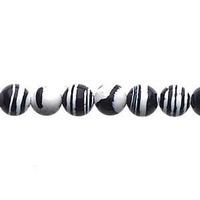 Global Chic Round Gemstone Beads - Abstract Black and White x 6mm