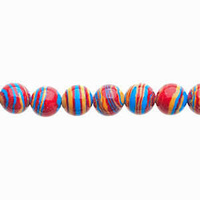 Global Chic Round Gemstone Beads - Abstract Red and Yellow x 6mm