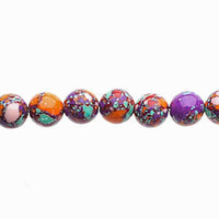 Global Chic Round Gemstone Beads - Abstract Mint and Orange x 6mm