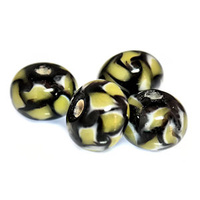 Spring Moss Vintage Rondelle Glass Bead - 13x9mm