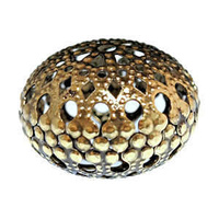 Large Metal Filigree Rondelle Bead - Antique Bronze x 1-1/4"