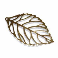 Metal Filigree Stamping Charm - Antique Bronze Leaf x 44mm