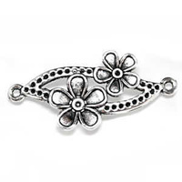 Metal Connector Link - Antique Silver Flower Leaf x 37mm
