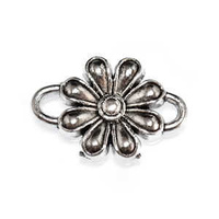 Metal Connector Link - Antique Silver Daisy Flower x 14mm