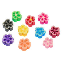 Polymer Clay Flower Beads - Rainbow Colour Mix