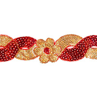 Sequin Trim Flower Swirl - Red and Gold Hologram