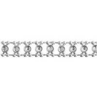 Metallic Plastic Fancy Trim With Clear Stone - Silver x 8mm