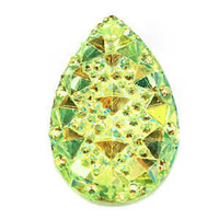 Sew-On Beads - Resin Spike Teardrop Lime Ab - Pack Of 10