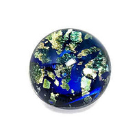 Domed Glass Cabochon - Round Speckled Blue x 11mm