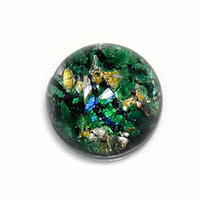 Domed Glass Cabochon - Round Speckled Green x 11mm