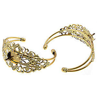 Filigree Cuff With Setting - Adjustable Antique Brass