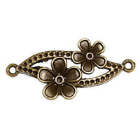 Metal Connector Link - Antique Bronze Flower Leaf x 37mm