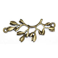 Metal Connector Link - Antique Bronze Leaf Vine x 38mm
