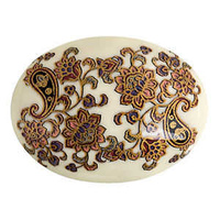 Japanese Porcelain Flatback Oval Cabochon - Desert Flower 40x30mm
