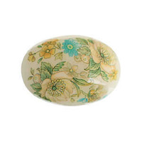 Japanese Porcelain Flatback Oval Cabochon - Floral Linen 25x18mm