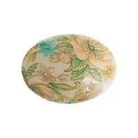 Japanese Porcelain Flatback Oval Cabochon - Floral Linen 18x13mm