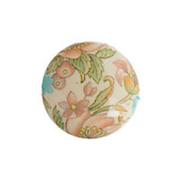 Japanese Porcelain Flatback Round Cabochon - Floral Linen 12mm