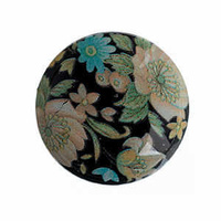 Japanese Porcelain Flatback Round Cabochon - Midnight Bouquet 18mm
