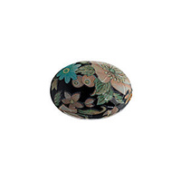 Japanese Porcelain Flatback Oval Cabochon - Midnight Bouquet 14x10mm