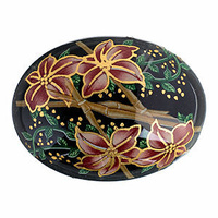 Japanese Porcelain Flatback Oval Cabochon - Spanish Flower 40x30mm