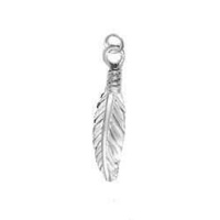 Sterling Silver Charm with Jump Ring- Feather x 18mm