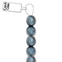 Czech Glass Round Fire Polished Beads - Hematite 4mm x 38