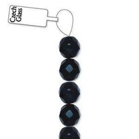 Czech Glass Round Fire Polished Beads - Jet 4mm x 38