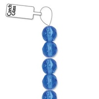 Czech Glass Round Fire Polished Beads - Sapphire 4mm x 38