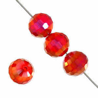 Dazzle-It Ori Crystal Round Rich Cut Beads - Siam Ruby Ab x 10mm