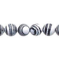 Global Chic Round Gemstone Beads - Abstract Black and White x 8mm