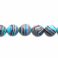 Global Chic Round Gemstone Beads - Abstract Brown Blue x 8mm