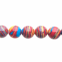 Global Chic Round Gemstone Beads - Abstract Red and Yellow x 8mm