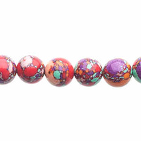 Global Chic Round Gemstone Beads - Abstract Mint and Orange x 8mm