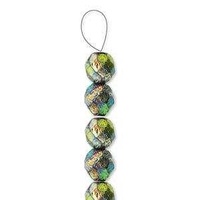 Czech Glass Round Firepolished Beads - Etch Full Vitrail 4mm x 40