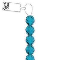 Czech Glass Round Firepolished Beads - Aquamarine 4mm x 38