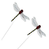 Decorative Craft Dragonflies With Wire Pick - Red x 2