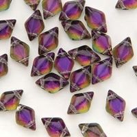 Czech Glass Gemduo Beads - Backlit Purple Haze 8x5mm