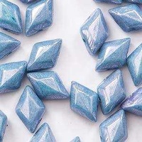 Czech Glass Gemduo Beads - Chalk Blue Luster 8x5mm